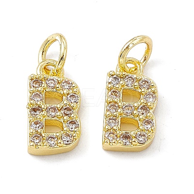 Real 18K Gold Plated Brass Micro Pave Clear Cubic Zirconia Charms KK-E068-VB452-B-1