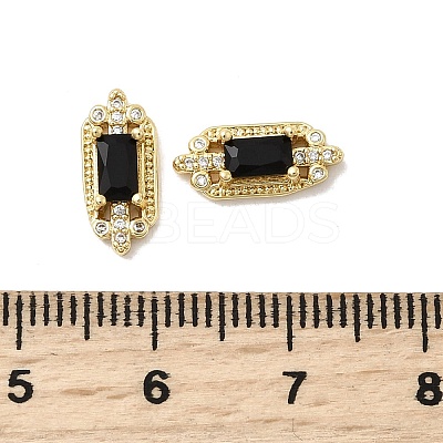 Rectangle Brass Pave Clear Cubic Zirconia Cabochons KK-A275-14G-1