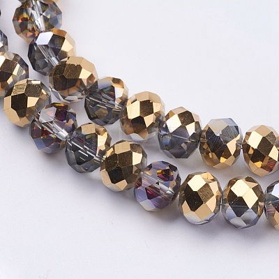 Electroplate Glass Faceted Rondelle Beads Strands EGLA-D020-10x8mm-14-1