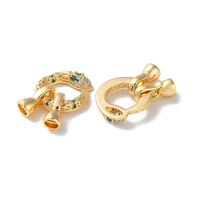 Brass Micro Pave Cubic Zirconia Fold Over Clasps KK-F867-45G-1