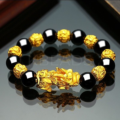Glass Round Bead Stretch Bracelets WG0941C-16-1