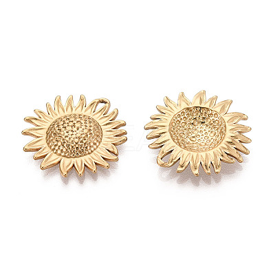 304 Stainless Steel Sunflower Pendants STAS-T069-44G-1