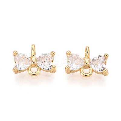 Brass Pave Clear Cubic Zirconia Connector Charms KK-T078-03G-02-1