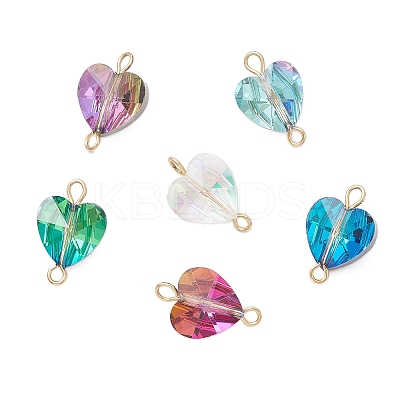 Transparent Glass Heart Links Connector Charms PALLOY-JF04196-S-1