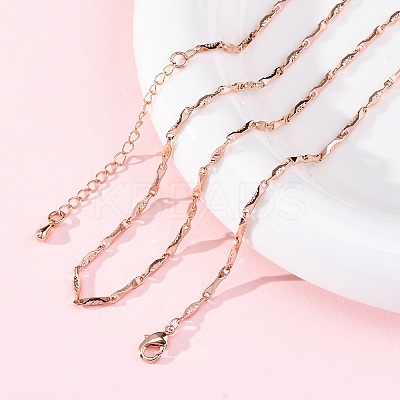 Brass Twisted Bar Link Chain Necklaces NJEW-D302-63RG-1