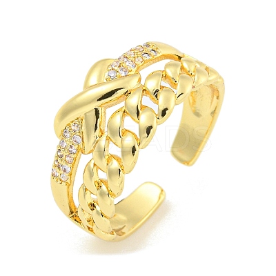 Clear Cubic Zirconia Open Cuff Ring RJEW-L121-004G-1