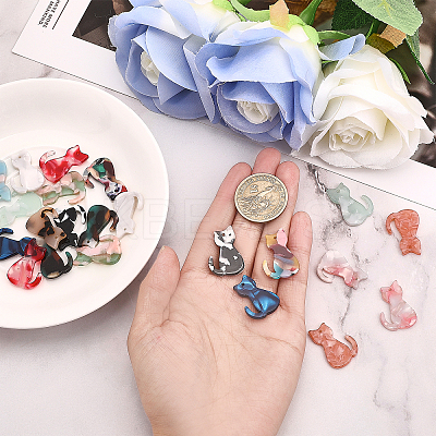 24Pcs 12 Colors Cellulose Acetate(Resin) Pendants KY-GL0001-03-1
