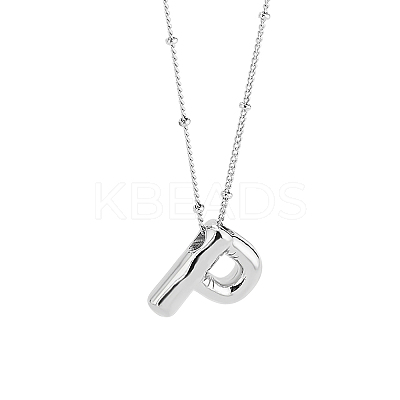 1pc Brass Chain with Alloy Letter Pendants Necklaces NJEW-LP0001-41P-P-1