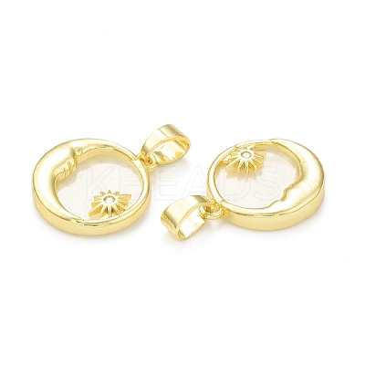 Rack Plating Brass Micro Pave Clear Cubic Zirconia Pendants KK-C011-27G-1