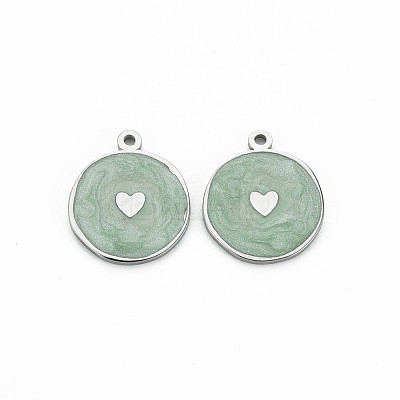 304 Stainless Steel Enamel Pendants STAS-S117-028-1