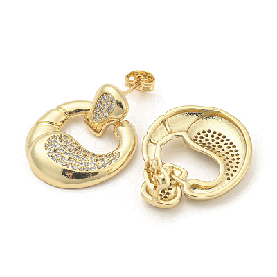 Crab Claw Rack Plating Brass Micro Pave Cubic Zirconia Dangle Stud Earrings EJEW-F331-20G-1