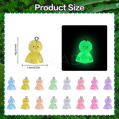 80Pcs 8 Colors Luminous Resin Pendants RESI-SZ0003-48-1