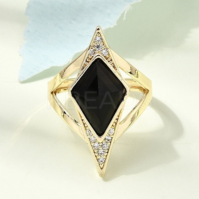 Brass Micro Pave Cubic Zirconia Cuff Rings for Women GG-CBA7610-11G-06-1