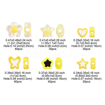 200Pcs 6 Styles Transparent & Opaque Acrylic Beads TACR-FS0001-54G-1