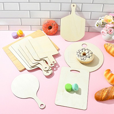 10Pcs 10 Styles Rectangle Wooden Mini Cutting Board with Handle AJEW-CJ0001-51-1