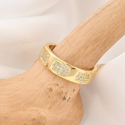 Rack Plating Brass Micro Pave Clear Cubic Zirconia Cuff Rings for Women RJEW-M028-116G-1