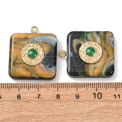 304 Stainless Steel Resin Pendants STAS-F352-07B-03-1