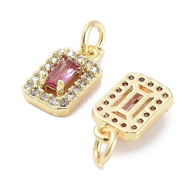 Brass Micro Pave Cubic Zirconia Charms KK-C051-11G-04-1