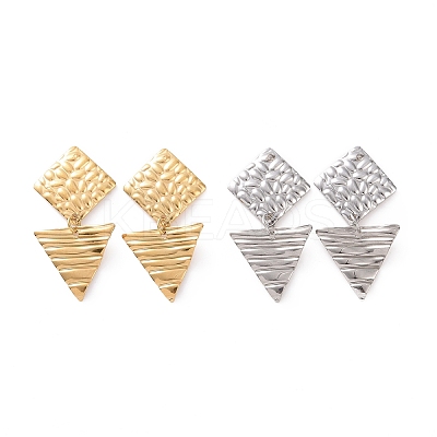 304 Stainless Steel Triangle with Rhombus Dangle Stud Earrings for Women EJEW-G328-16-1