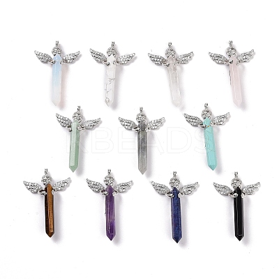 Natural & Synthetic Mixed Gemstone Faceted Double Terminal Pointed Big Pendants G-H281-09P-1