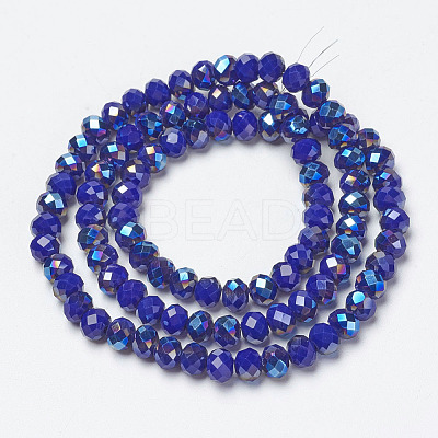 Electroplate Opaque Solid Color Glass Beads Strands X-EGLA-A034-P4mm-I14-1
