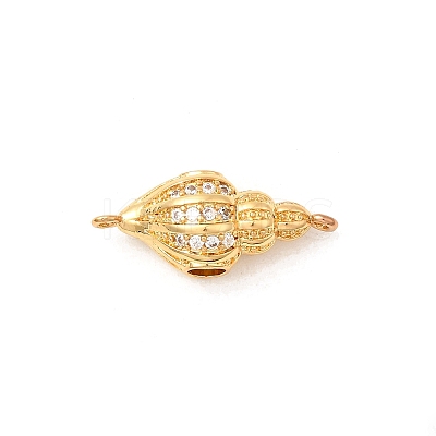 Brass Micro Pave Clear Cubic Zirconia Conch Shaped Connector Charms KK-A266-27G-1