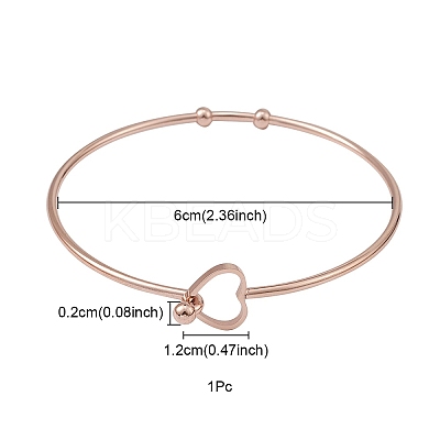Stainless Steel Hollow Out Heart Bangle BJEW-YW0001-08RG-1