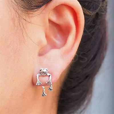 Alloy Frog Front Back Stud Earrings for Men Women LS-EJEW-H088-01AS-1