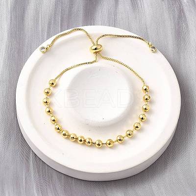 Brass Round Beads Slider Bracelets for Women BJEW-D317-13C-G-1