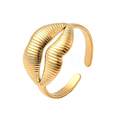 304 Stainless Steel Lip Cuff Rings for Women RJEW-Z110-01G-1