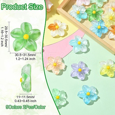 18Pcs 9 Colors Gradient Color & Luminous Opaque Resin Cabochons RESI-CJ0004-24-1