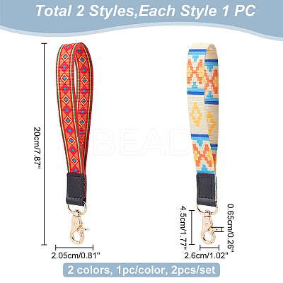2Pcs 2 Colors Nylon Hand Wrist Lanyard for Phone Decoration Key Chain FIND-GO0001-01A-1