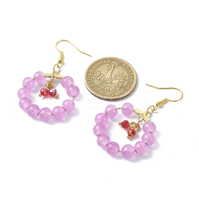 Imitation Jade Glass Beaded Ring Dangle Earrings EJEW-JE05568-05-1