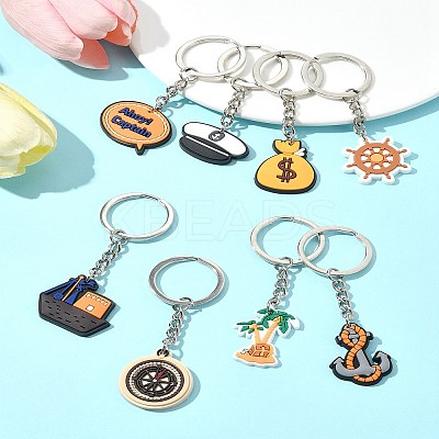 8Pcs 8 Styles Cartoon PVC Pendant Keychain KEYC-FS0001-07-1