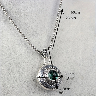 Alloy & Glass Hollow Flat Round Cage Pendant Necklaces for Diffuser Ball FS-WGCD084-01-1
