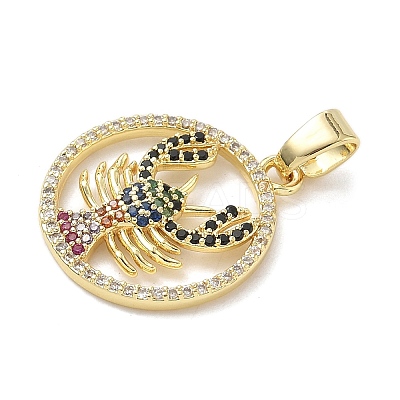 Brass Micro Pave Colorful Cubic Zirconia Pendants KK-K368-40G-1
