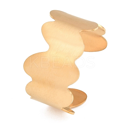 37MM Brushed 304 Stainless Steel Wavy Open Cuff Bangles for Women SA-CBA10D4-02G-1