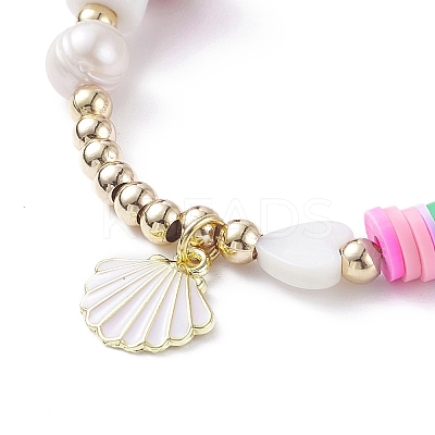Alloy Enamel Shell Charm Bracelet BJEW-TA00086-1