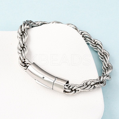 304 Stainless Steel Rope Chain Bracelets for Men Women BJEW-C124-03A-P-1