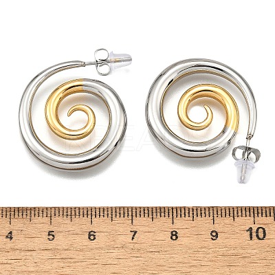 304 Stainless Steel Two-tone Stud Earrings for Women EJEW-R023-01GP-08-1