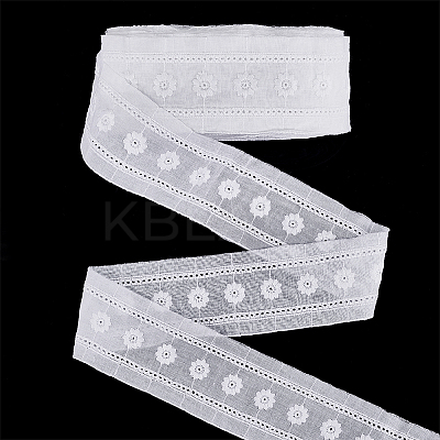 Cotton Flower Pattern Embroidery Lace Ribbon OCOR-WH0078-166-1