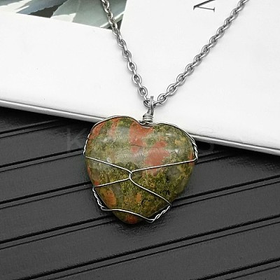 Natural Unakite  Pendant Necklaces CY8832-9-1