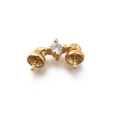 Brass Micro Pave Cubic Zirconia Cup Pearl Peg Bails Pin Pendants KK-K378-67G-1