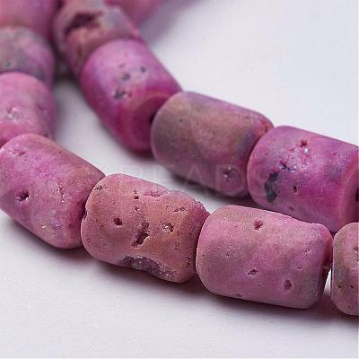 Electroplated Natural Druzy Geode Agate Bead Strands G-P251-C04-1