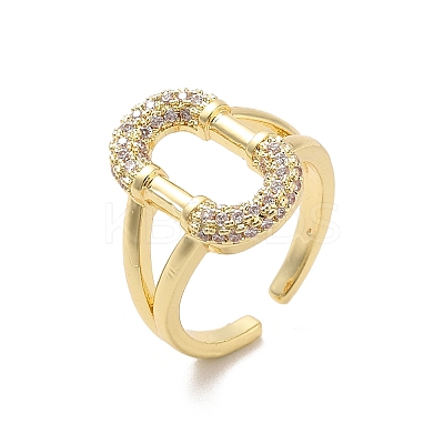 Brass Micro Pave Cubic Zirconia Open Cuff Rings RJEW-R146-17B-G-1