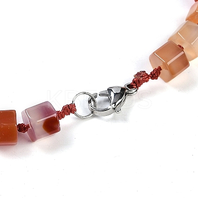 Natural Red Agate Hexagon Prism Graduated Beaded Necklaces for Women Men NJEW-K388-03O-1
