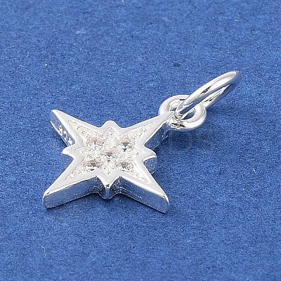 925 Sterling Silver Pave Clear Cubic Zirconia Star Charms STER-K181-01A-S-1