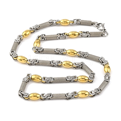 201 Stainless Steel Column Links Chain Necklace NJEW-F22-39I-GP-1
