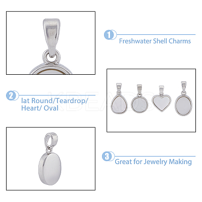 8Pcs 4 Styles Natural Freshwater Shell Charms KK-DC0003-26-1