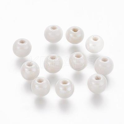 Glazed Porcelain Round Beads PORC-S489-6mm-01-1